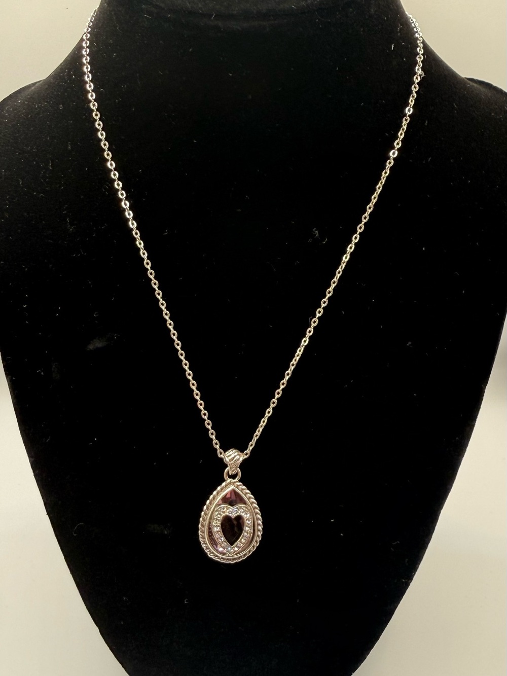 Brighton Reversible Pink Lilac Crystal Heart Teardrop Pendant Necklace